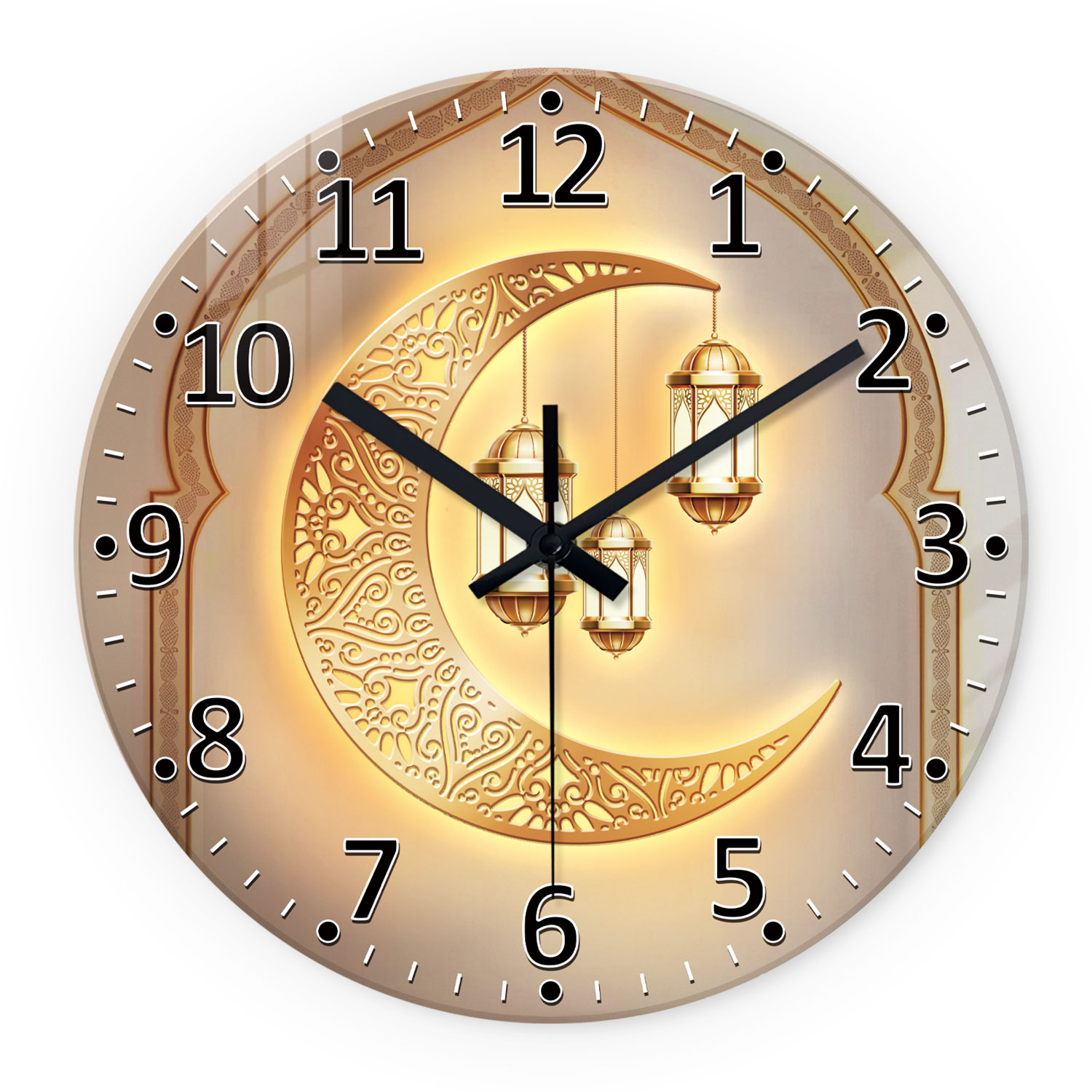 Resin Art Wall Clock - Una linterna de luna dorada de