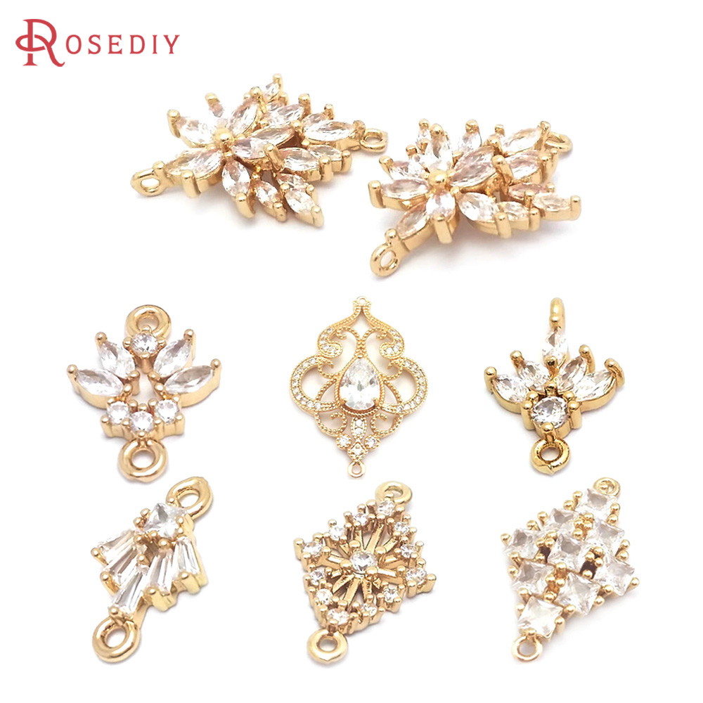 Gold Leaf Foil - Pendientes de circonita de latón de