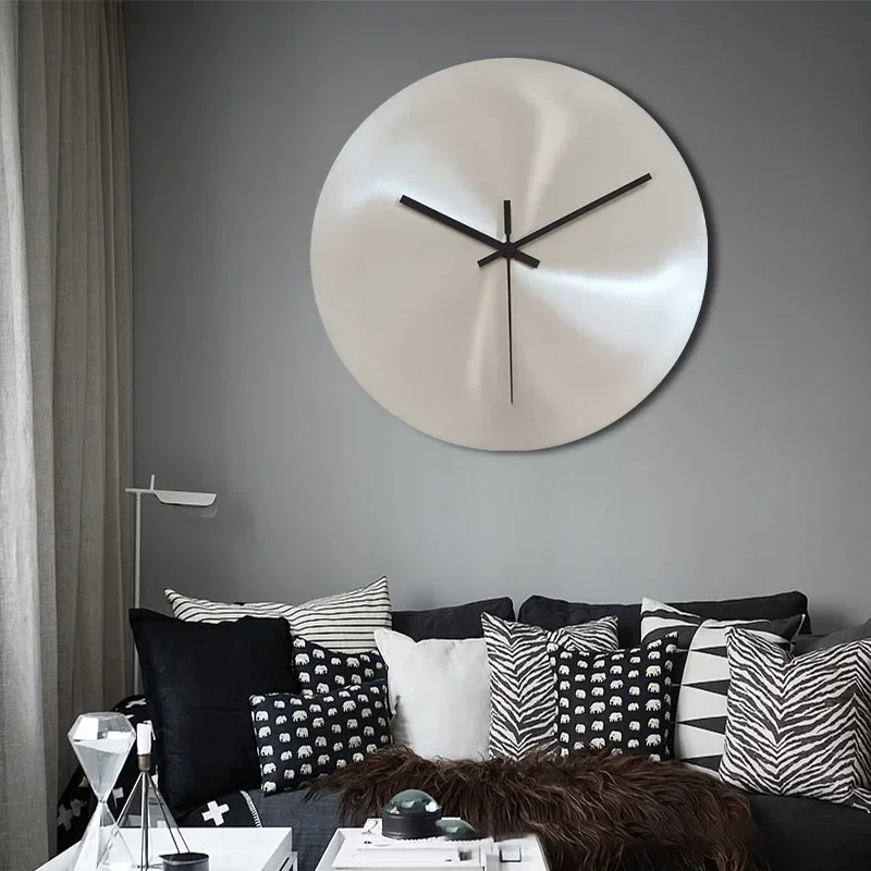 Resin Art Wall Clock - Reloj de pared Industrial minimalista plateado