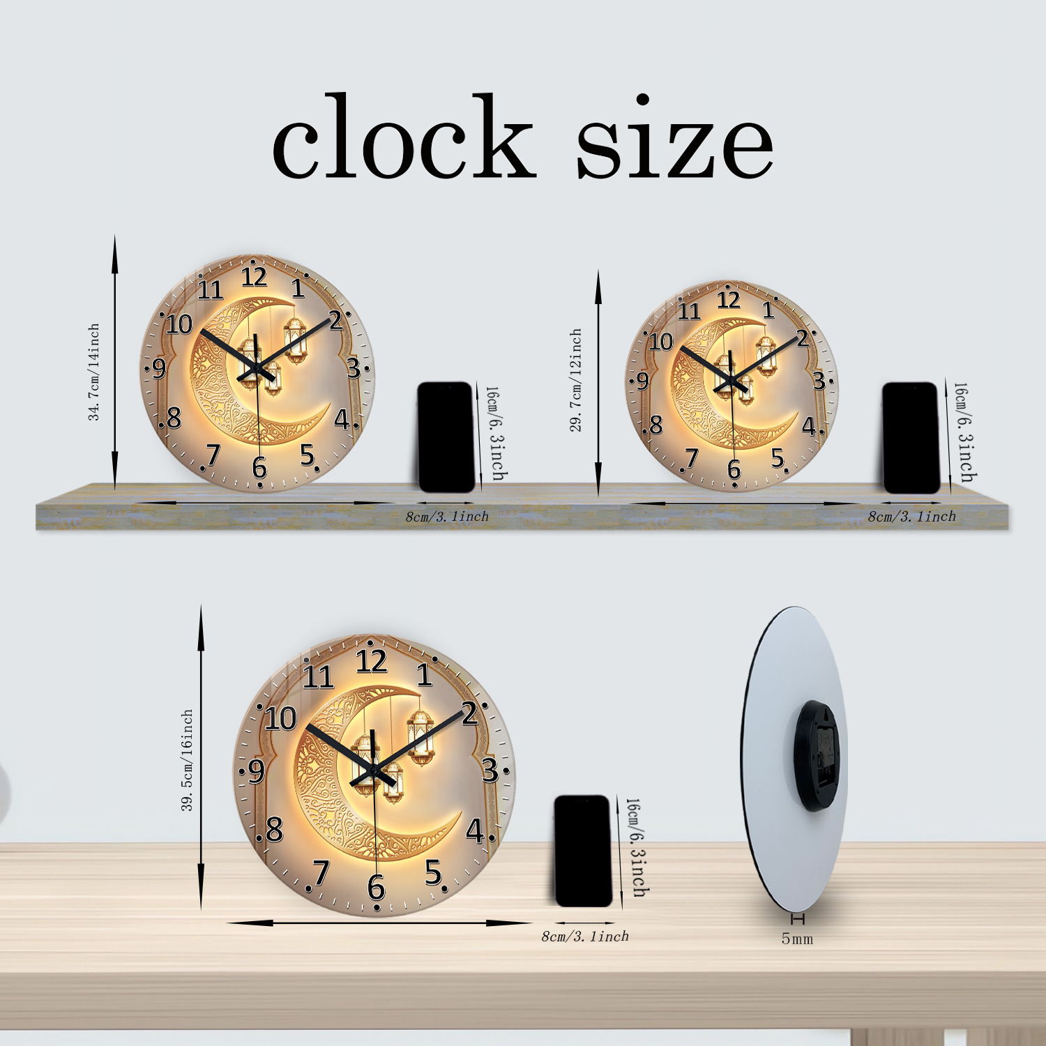 Una linterna de luna dorada de - Resin Art Wall Clock reseña y precio