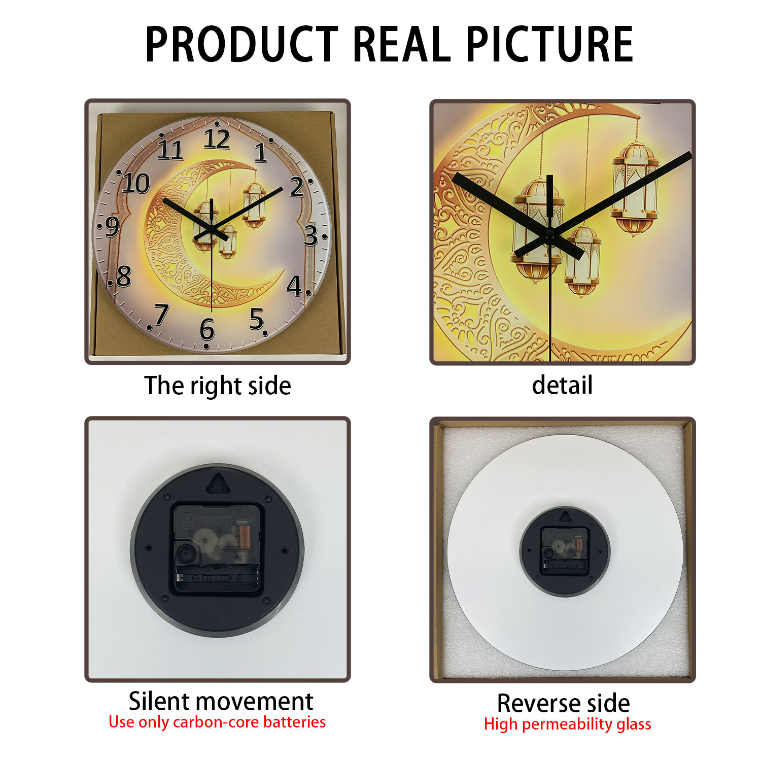 Una linterna de luna dorada de - Resin Art Wall Clock reseña y precio